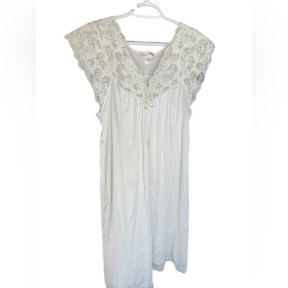 Vintage grannycore coquette ivory bow lace chemise slip dress lingerie nightie - Picture 2 of 13